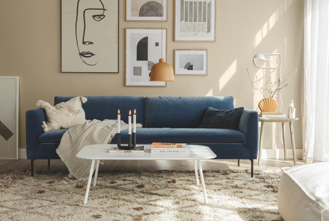 CHARLIE 3-seater navy velvet